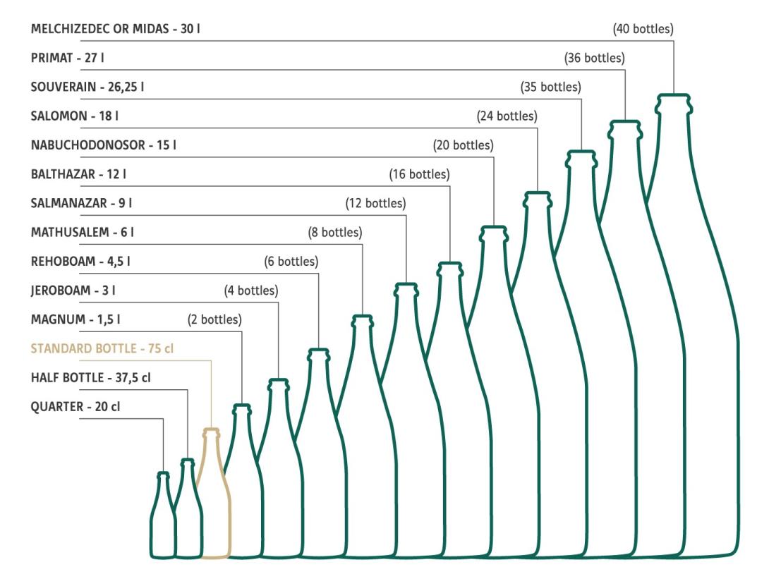 champagne bottles sizes chart