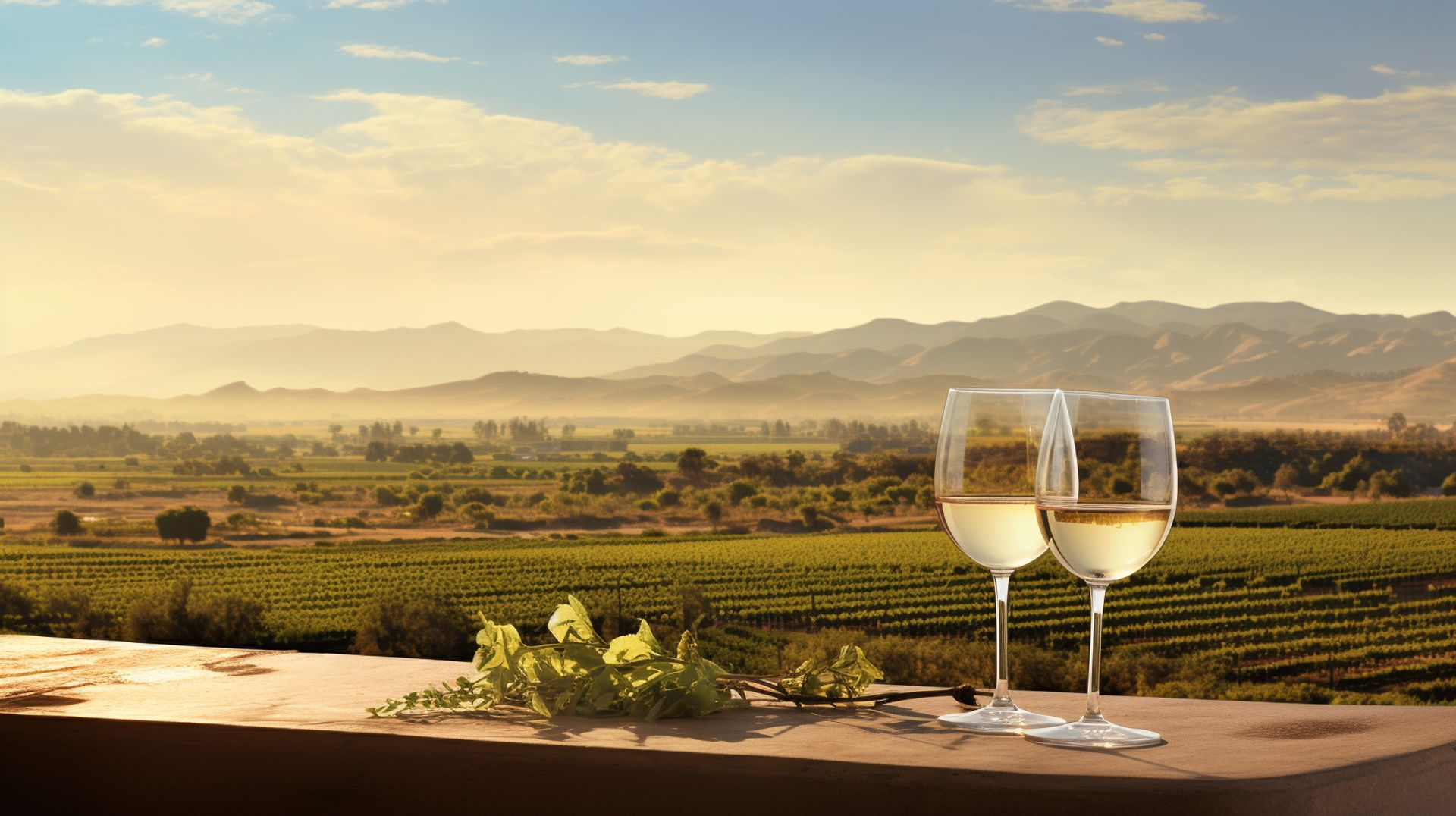 a panoramic view of the Casablanca Valley, capturing the sprawling vineyards under the cool, clear skies, emphasizing the vibrant green of the grapevines. Include close-up shots of dew-kissed Sauvignon Blanc grapes, highlighting their freshness and the cool climate's influence.