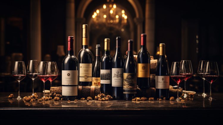 expensive wine:: An exclusive collection of expensive wines, elegantly displayed, highlighting their prestigious labels and the essence of luxury winemaking