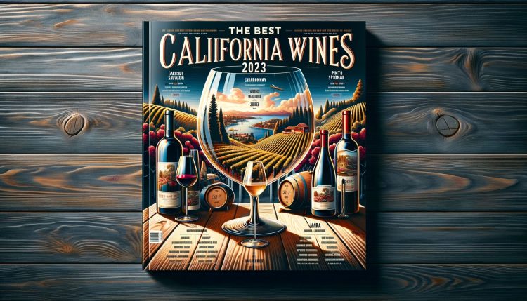 01 - professional, magazine-style cover image for an article titled The Best California Wines of 2023