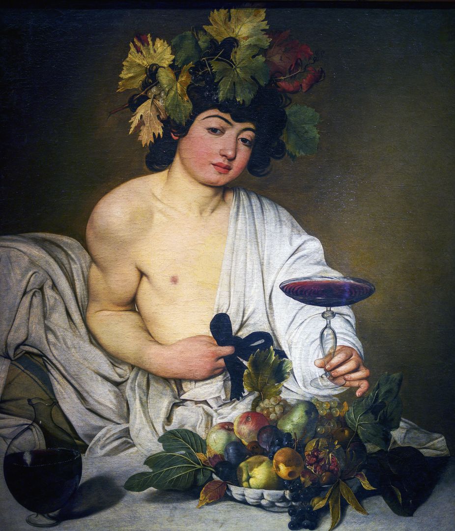 art of champagne: Caravaggio, Bacchus (1596), Firenze, Uffizi
