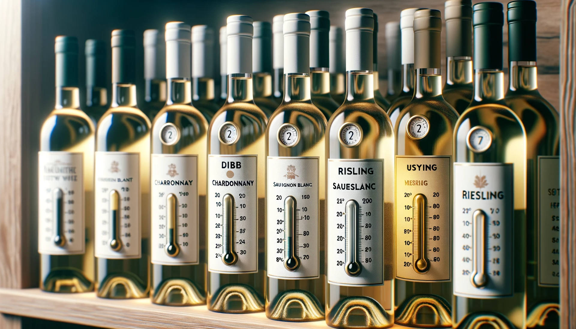What Temperature Should White Wine Be Stored At? Optimal temperature range for storing white wine, featuring a thermometer in a wine cellar.