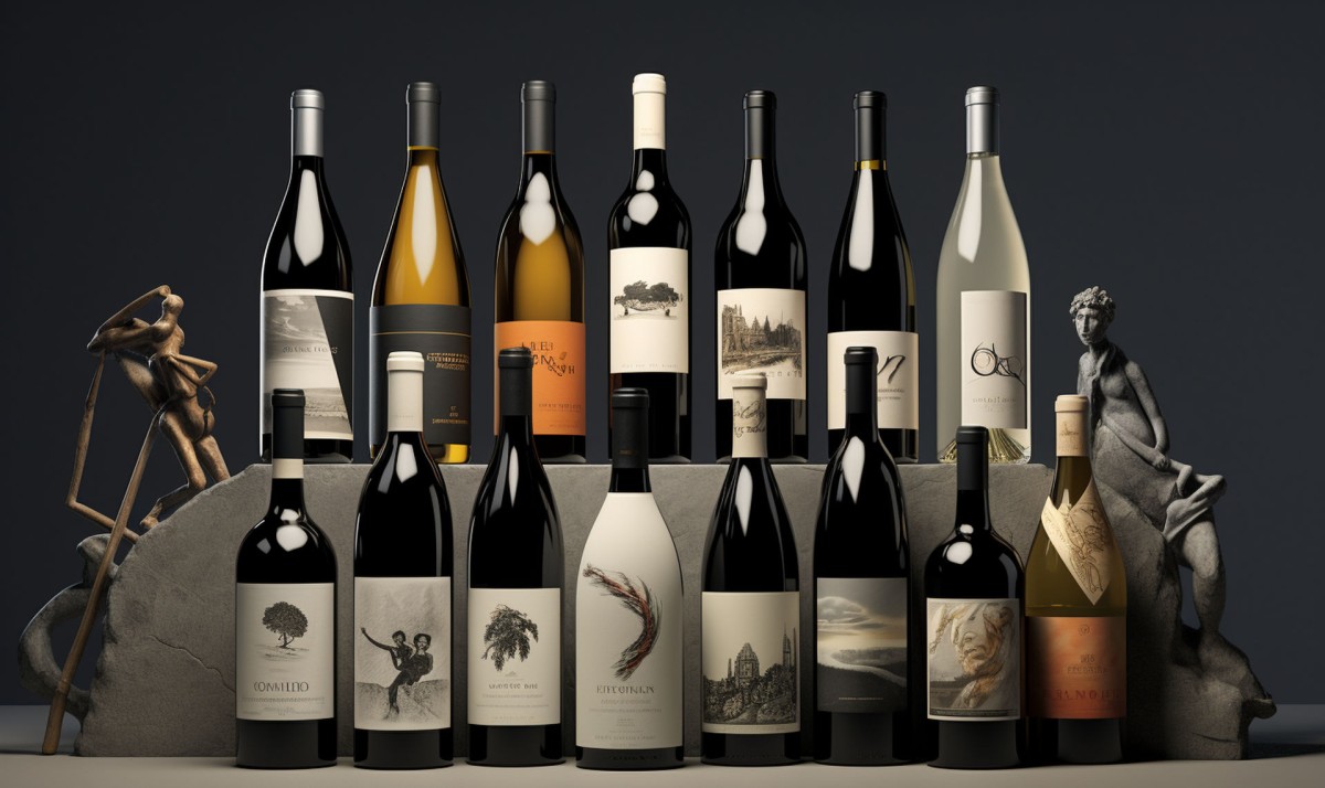 An elegant display of the Top 10 Best Wines Of 2023, featuring a selection of this year's most outstanding and celebrated bottles. 