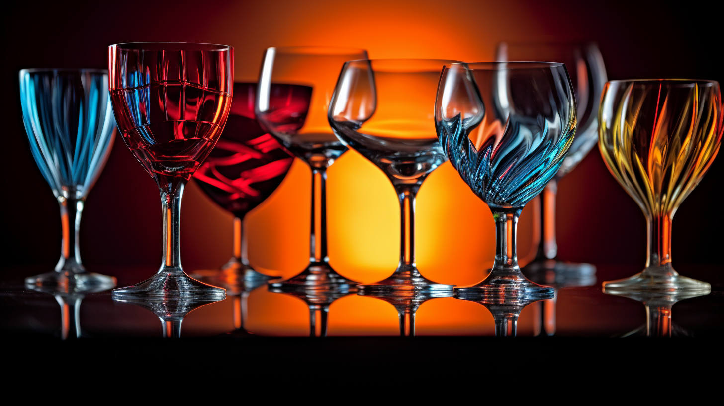 What is stemware? The evolution of stemware from ancient to modern times. Include elements representing different eras, styles, and the growing understanding of the science of glass. 