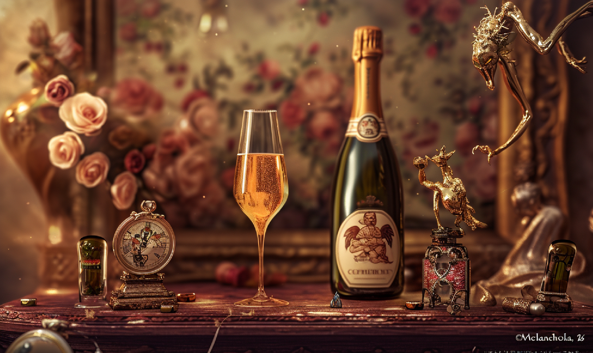 A refined display of Blanc de Blanc champagne, showcasing its clarity and elegance, perfect for wine enthusiasts.