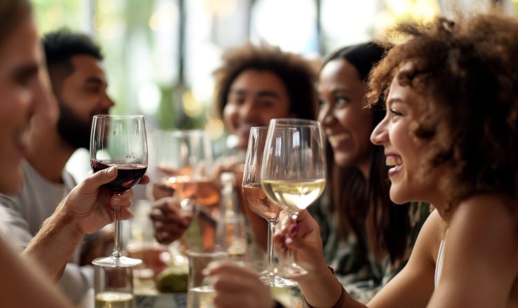 A diverse group of people enjoying a glass of wine, symbolizing the universal appeal of the wine focused on in 'What is a wine everyone likes.