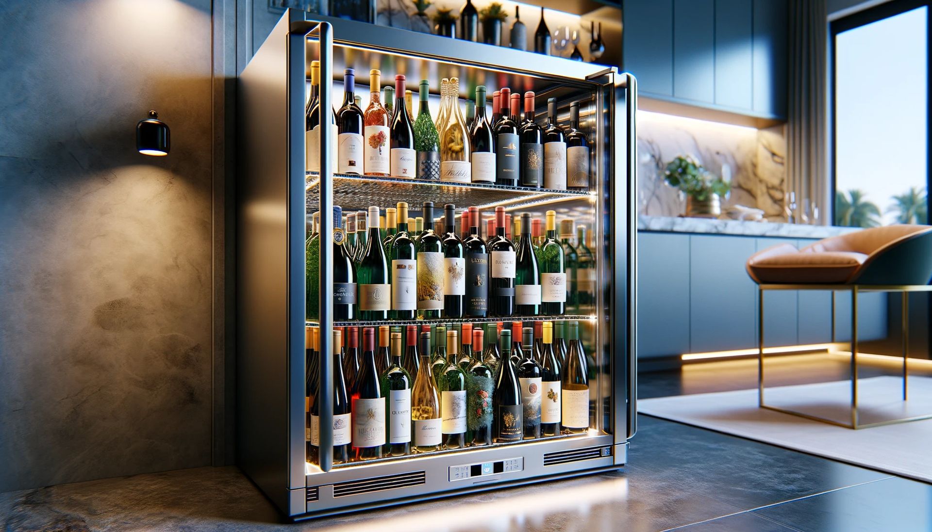 Expert guide on how to preserve wine cooler at home, featuring various wine bottles and maintenance tools
