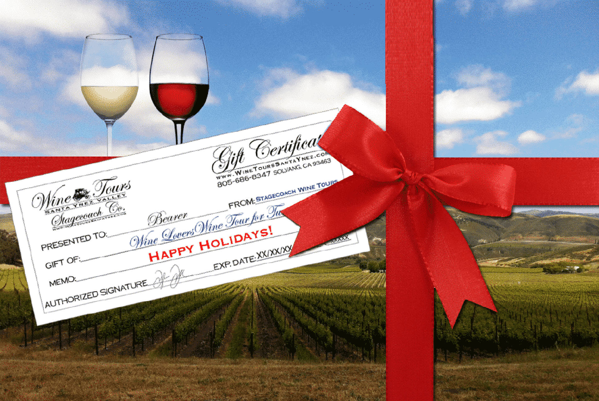 Wine Tour Gift Certificates, the gift of a new experience!