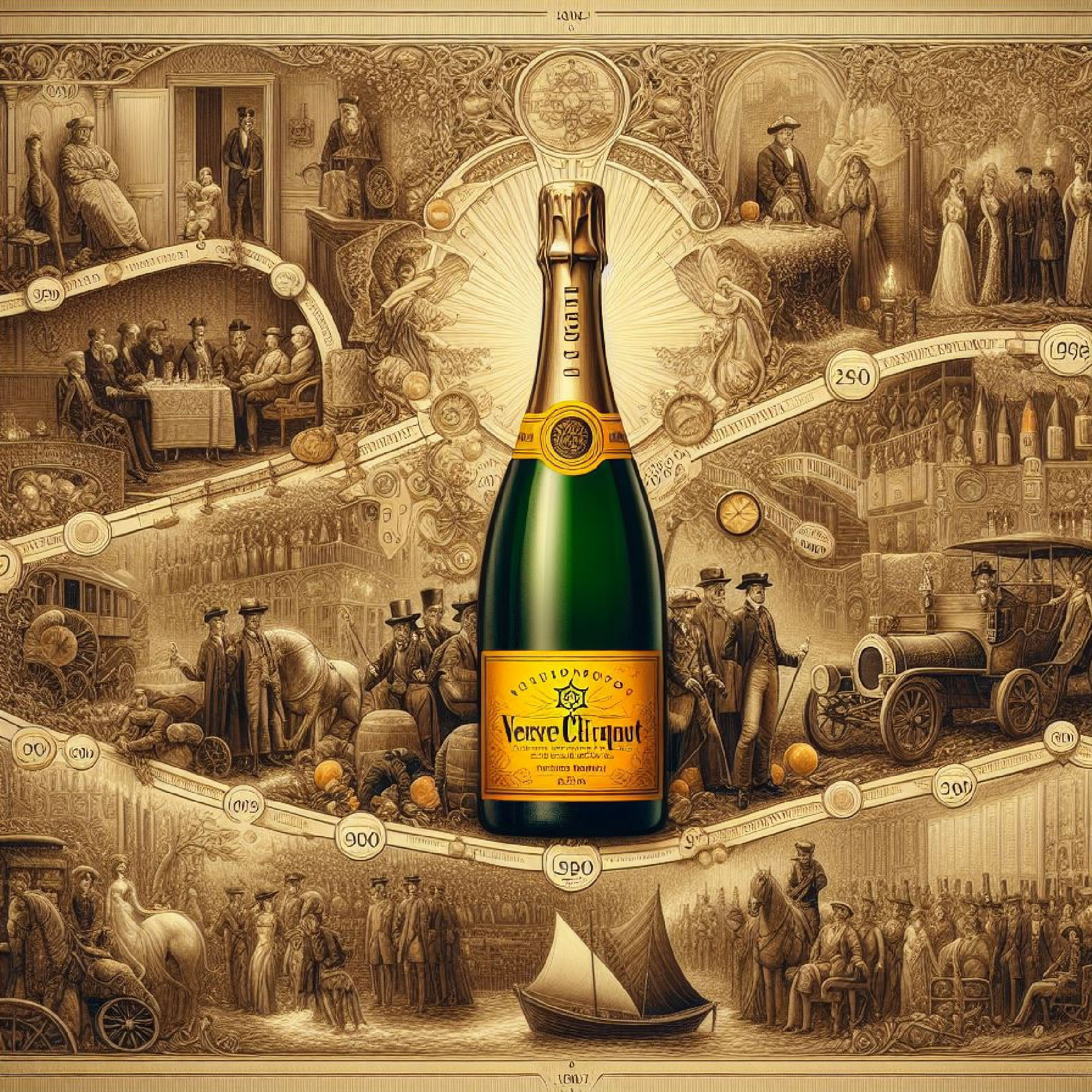 Elegant display of various Veuve Clicquot wines, showcasing their diverse types and rich heritage.