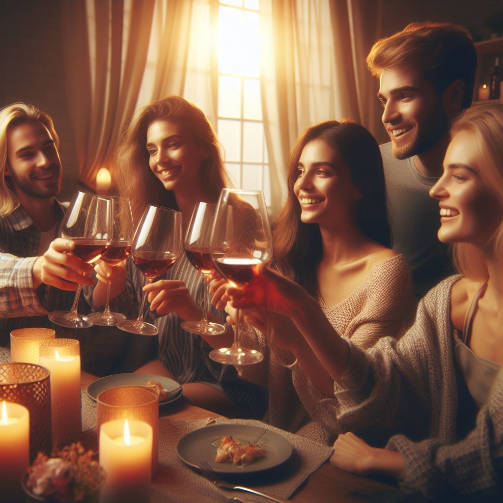 a group of friends, each raising a glass in a toast, the room aglow with joy and the warmth of their bond. This moment embodies the spirit of Galentine's Day, highlighting how each recommended wine enhances the celebration of these cherished connections.